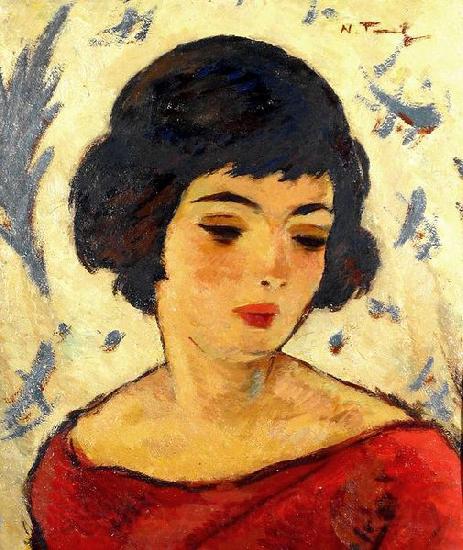 Nicolae Tonitza Cap de fetita, ulei pe carton, France oil painting art